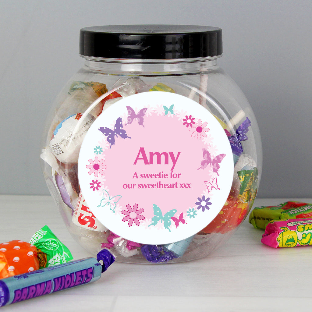 Personalised Butterfly Sweets Jar - Buy Confectionery at GiftMasters.co.uk