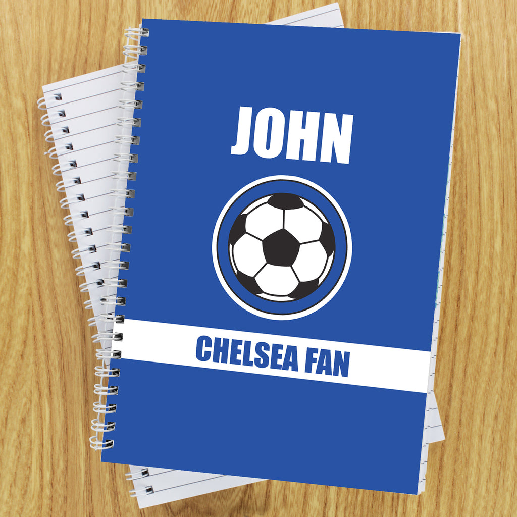 Personalised Dark Blue Football Fan A5 Notebook - Buy Stationery & Pens at GiftMasters.co.uk