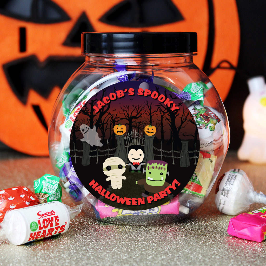 Personalised Halloween Characters Sweet Jar - Buy Confectionery at GiftMasters.co.uk