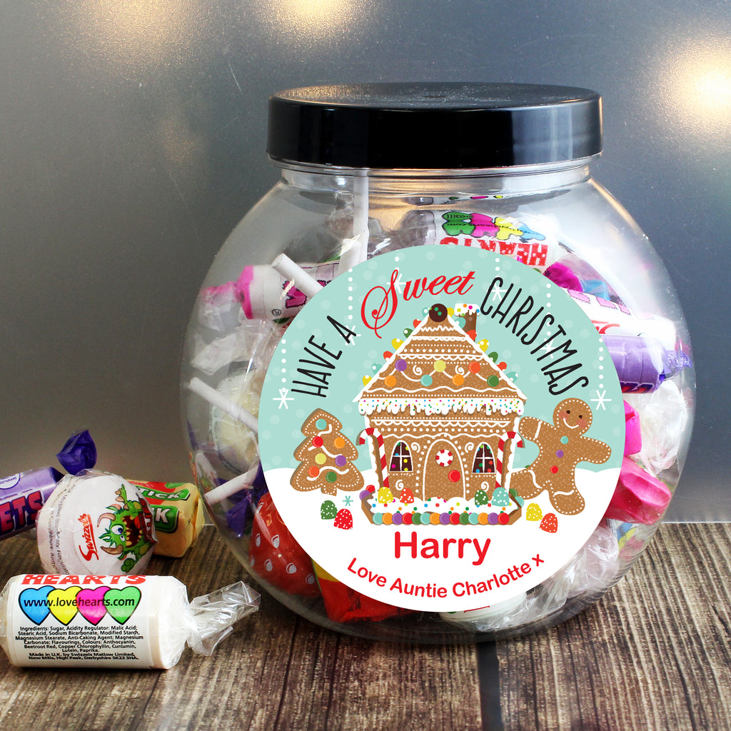 Personalised Gingerbread House Sweet Jar - Buy Confectionery at GiftMasters.co.uk