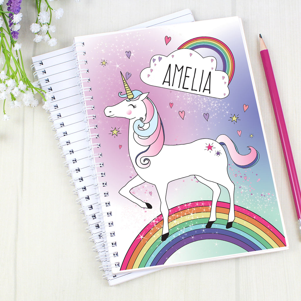 Personalised Unicorn A5 Notebook - Buy Stationery & Pens at GiftMasters.co.uk