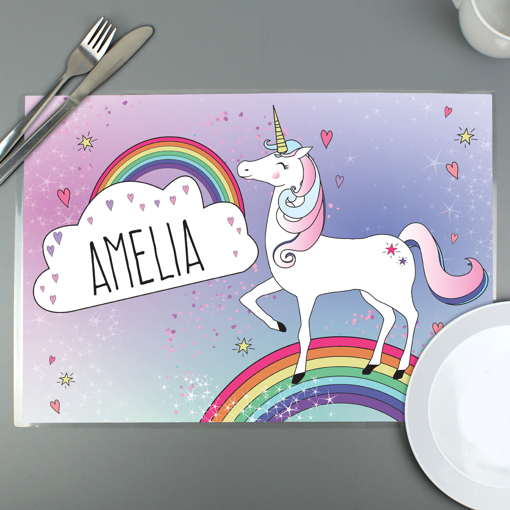 Personalised Unicorn Placemat - Buy Mealtime Essentials at GiftMasters.co.uk