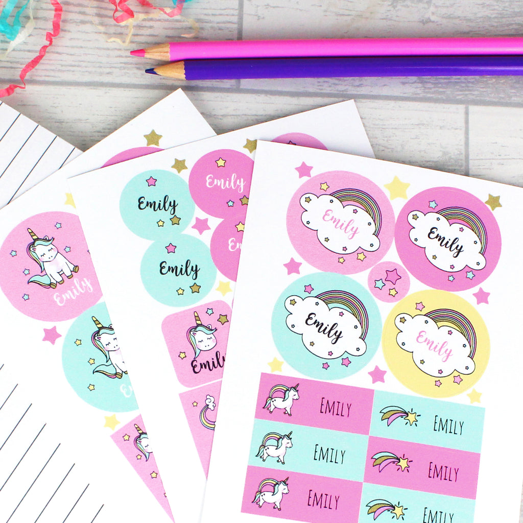 Personalised Baby Unicorn Sticker Set - Buy Stationery & Pens at GiftMasters.co.uk