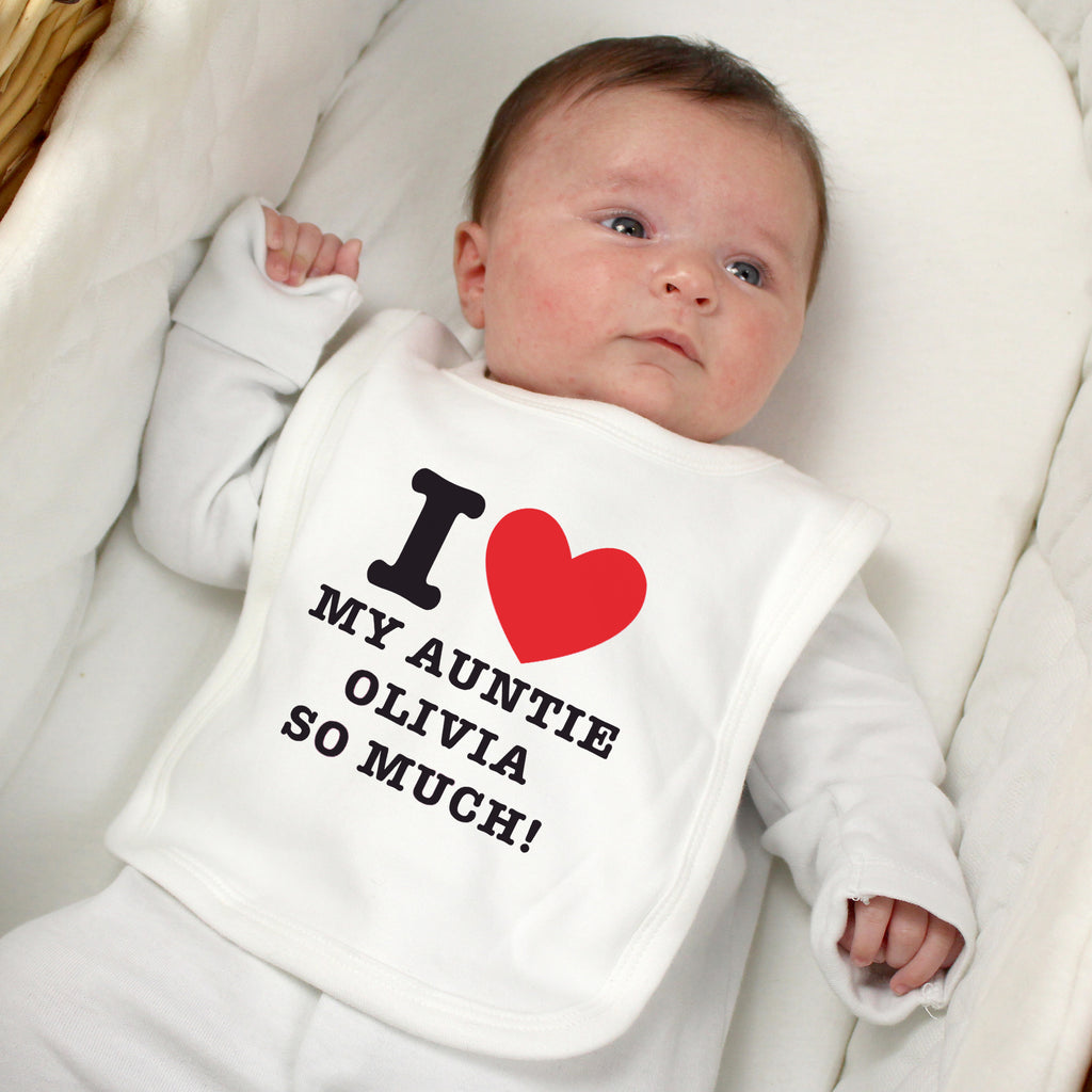 Personalised I HEART 0-3 Months Baby Bib - Buy Mealtime Essentials at GiftMasters.co.uk