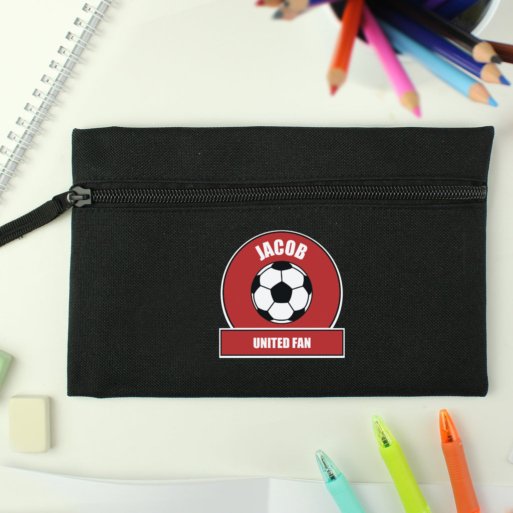 Personalised Red Football Fan Pencil Case - Buy Stationery & Pens at GiftMasters.co.uk