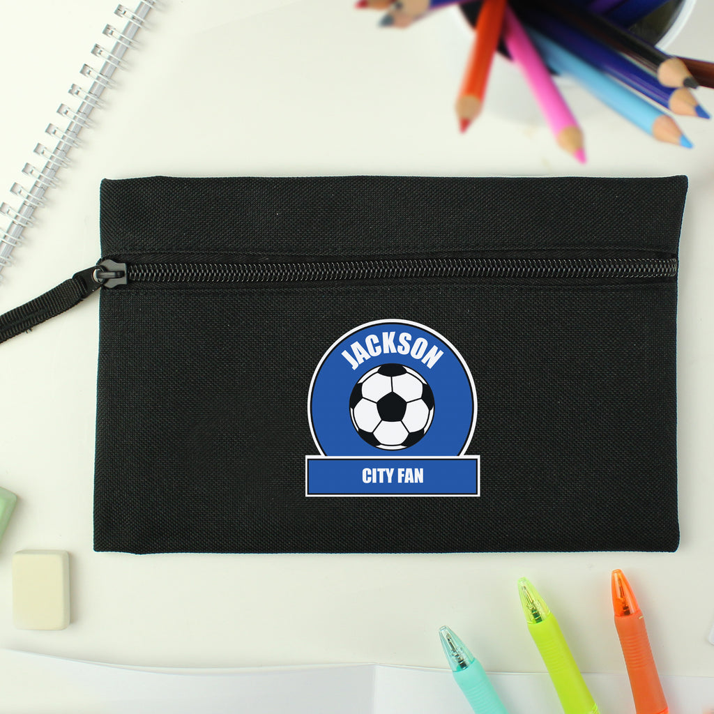 Personalised Dark Blue Football Fan Pencil Case - Buy Stationery & Pens at GiftMasters.co.uk