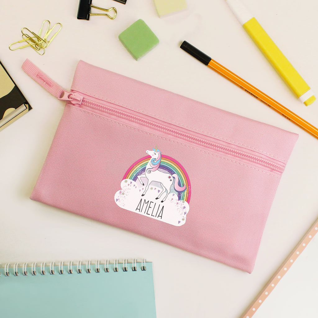Personalised Unicorn Pink Pencil Case - Buy Stationery & Pens at GiftMasters.co.uk
