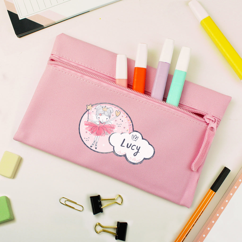Personalised Fairy Princess Pink Pencil Case - Buy Stationery & Pens at GiftMasters.co.uk
