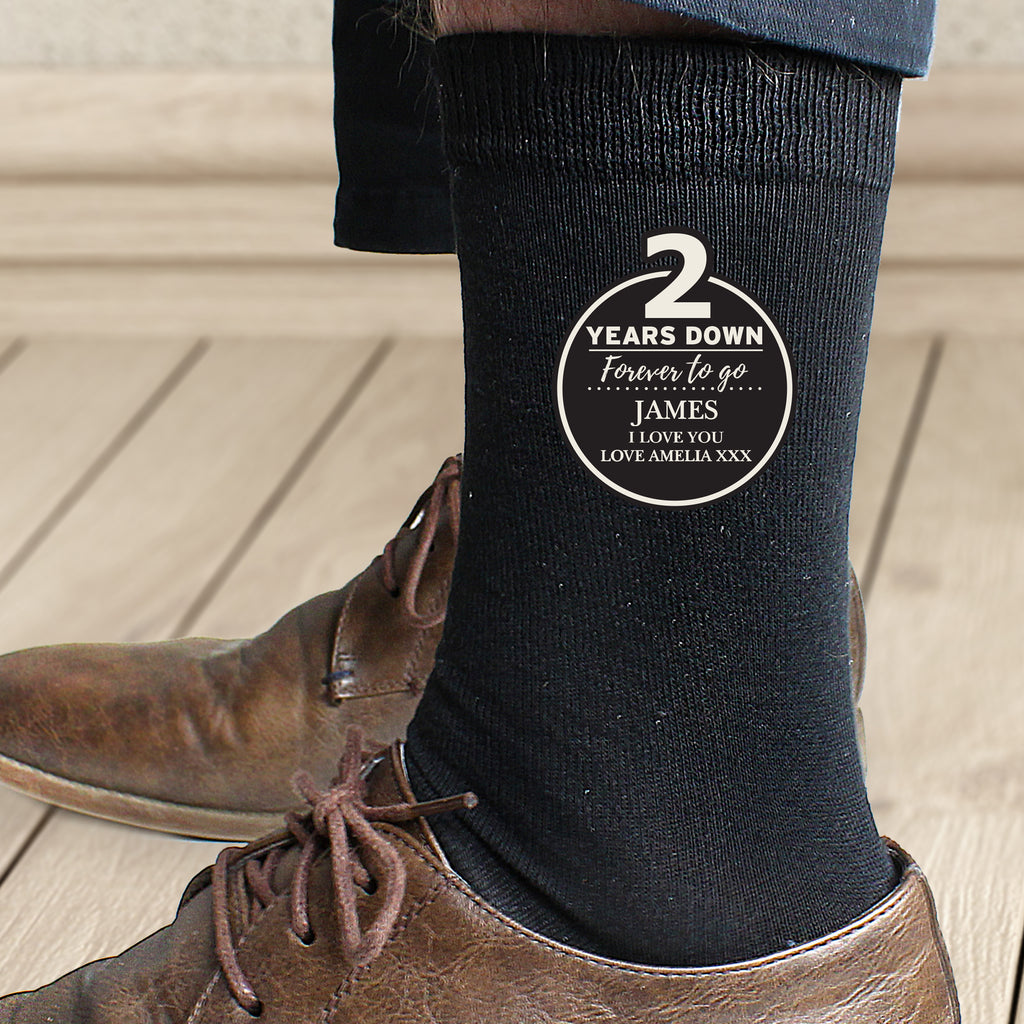 Personalised 2nd Anniversary Mens Socks - Buy Clothing at GiftMasters.co.uk