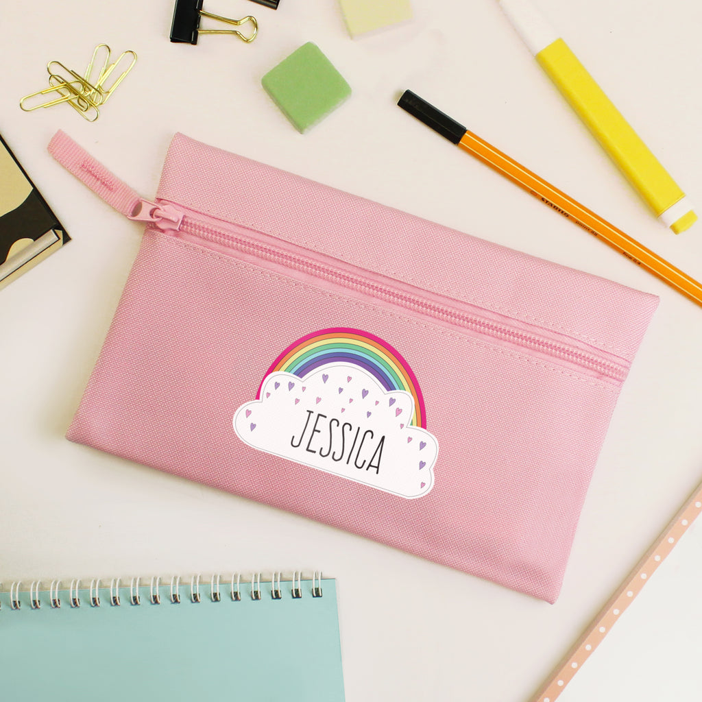 Personalised Rainbow Pink Pencil Case - Buy Stationery & Pens at GiftMasters.co.uk