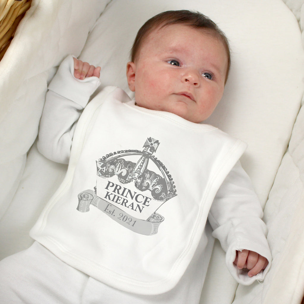 Personalised Royal Crown Bib - Buy Mealtime Essentials at GiftMasters.co.uk