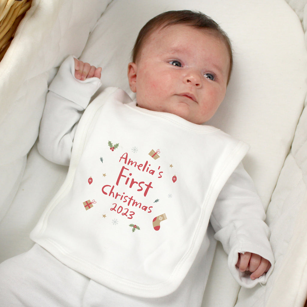 Personalised First Christmas Bib - Buy Mealtime Essentials at GiftMasters.co.uk