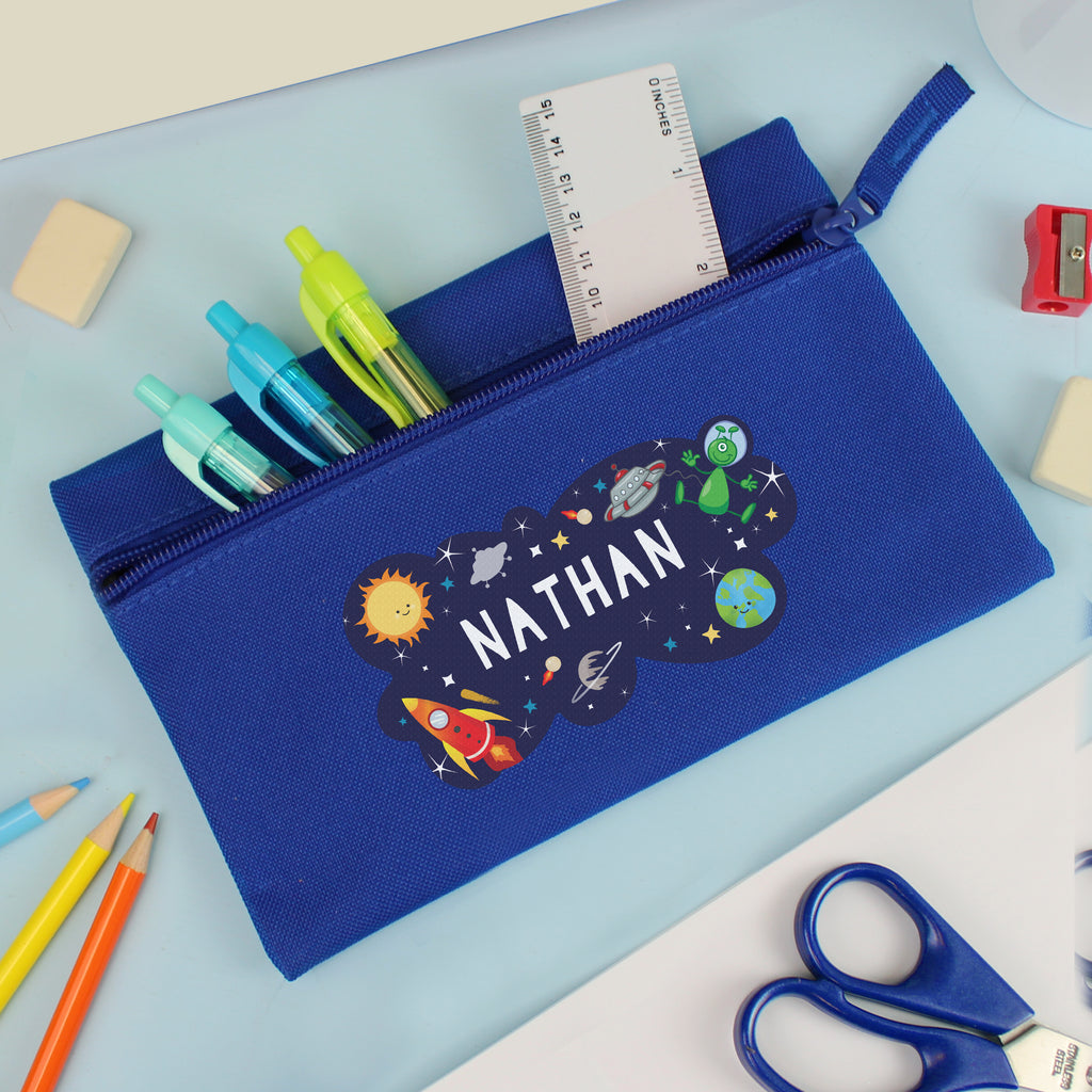 Personalised Space Blue Pencil Case - Buy Stationery & Pens at GiftMasters.co.uk
