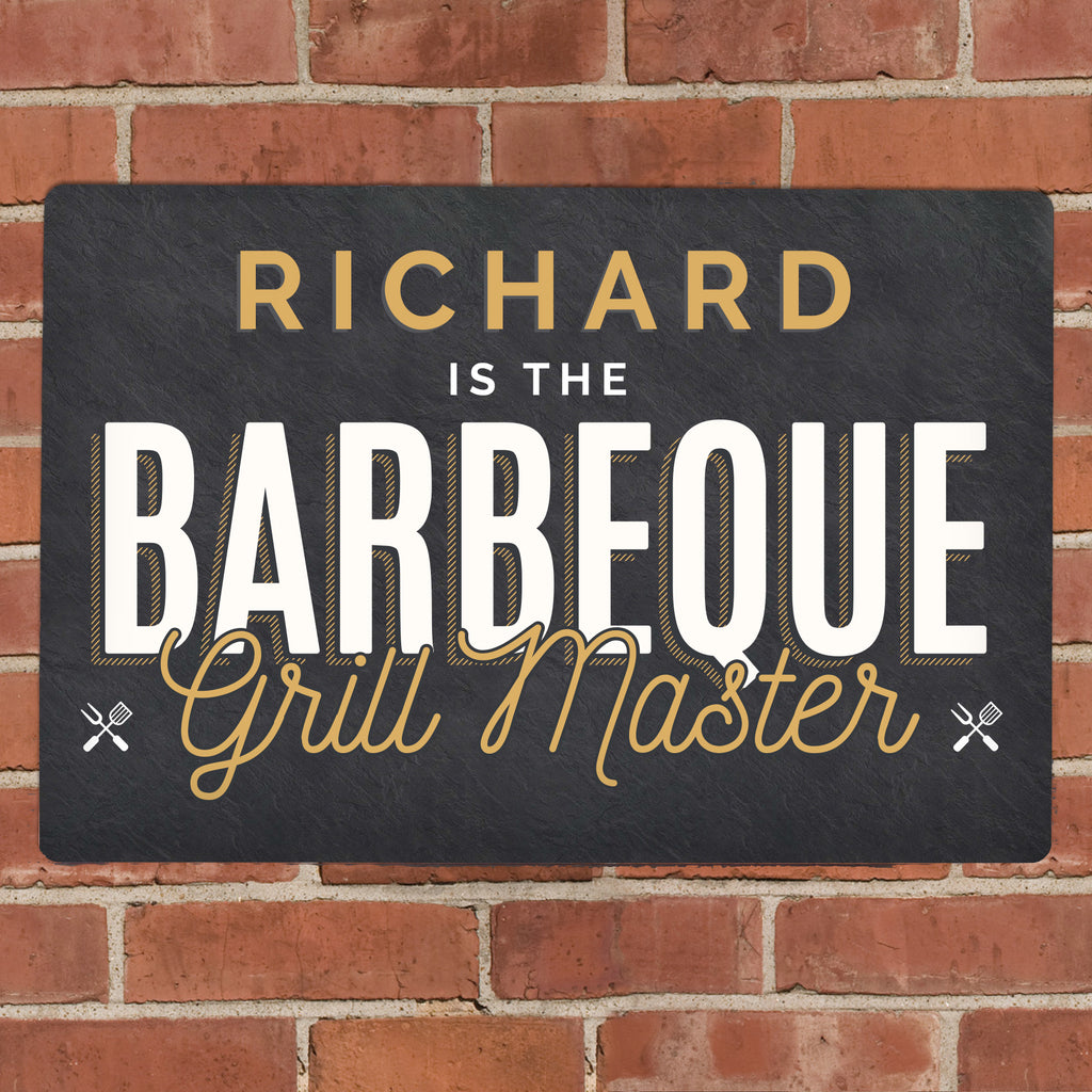 Personalised BBQ Grill Master Metal Sign - Buy Hanging Decorations & Signs at GiftMasters.co.uk