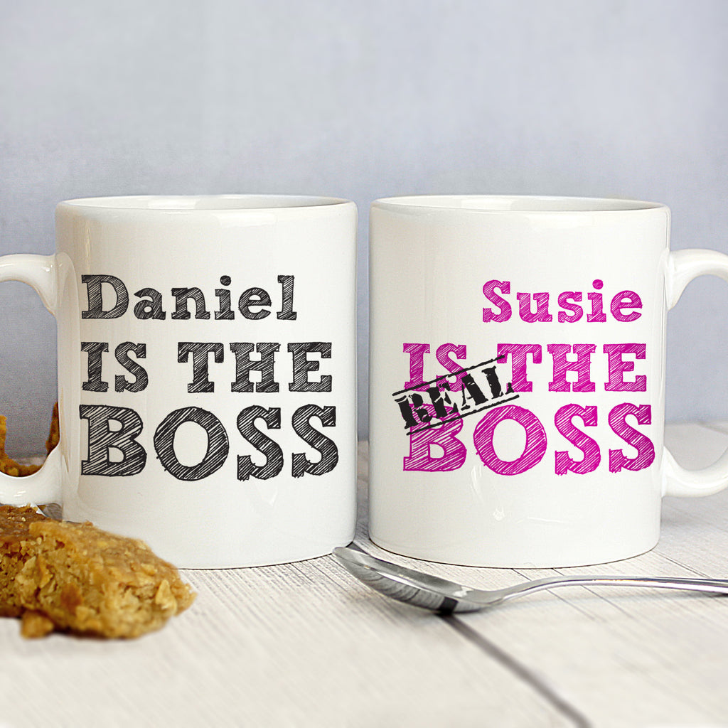 Personalised The Real Boss Sketch Mug Set - Buy Mugs at GiftMasters.co.uk