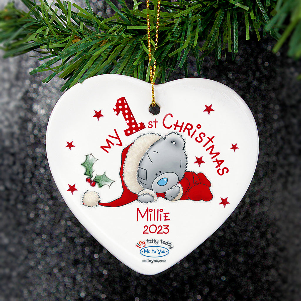 Personalised Me to You My 1st Christmas Ceramic Heart Decoration - Buy Christmas Decorations at GiftMasters.co.uk