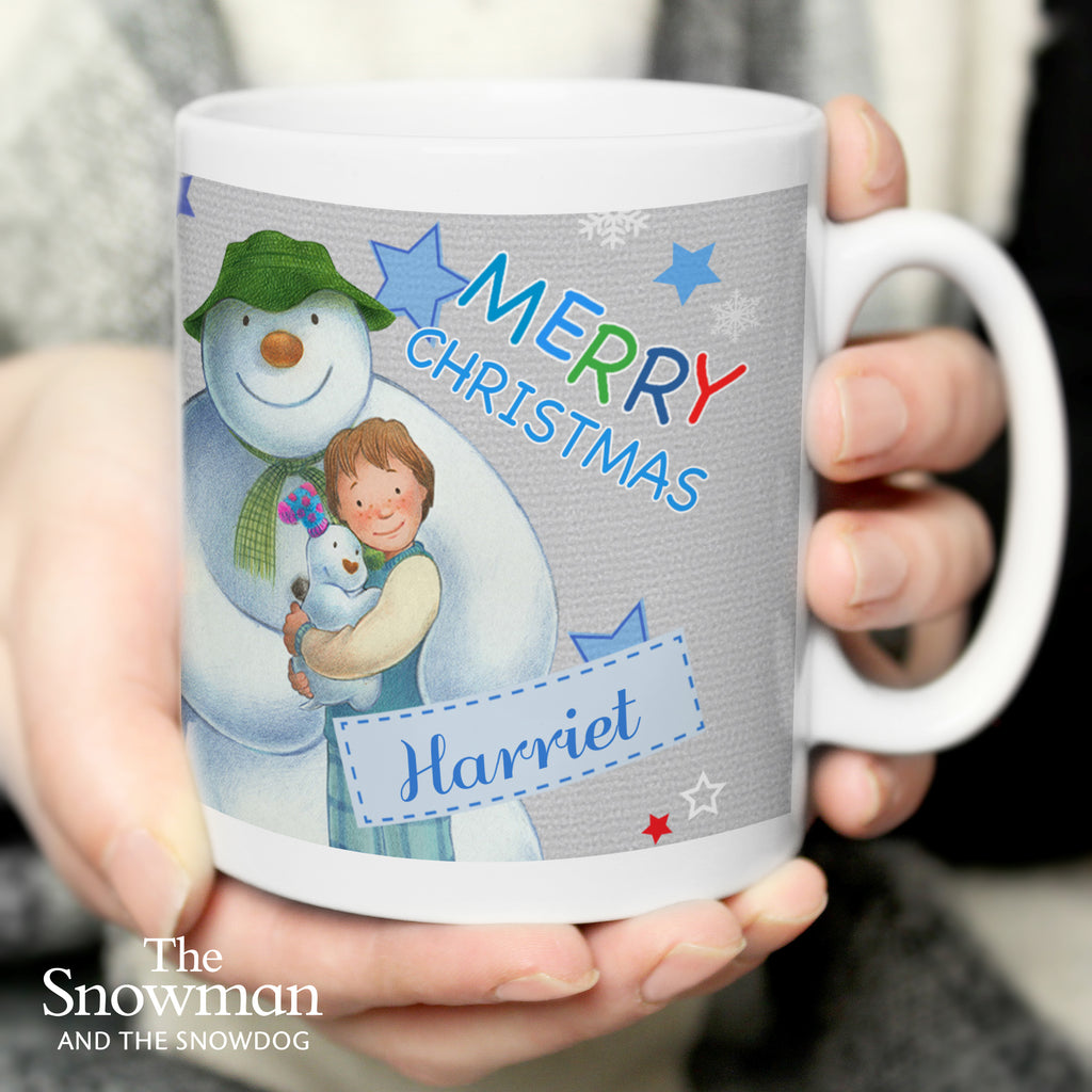 Personalised The Snowman and the Snowdog Blue Mug - Buy Mugs at GiftMasters.co.uk