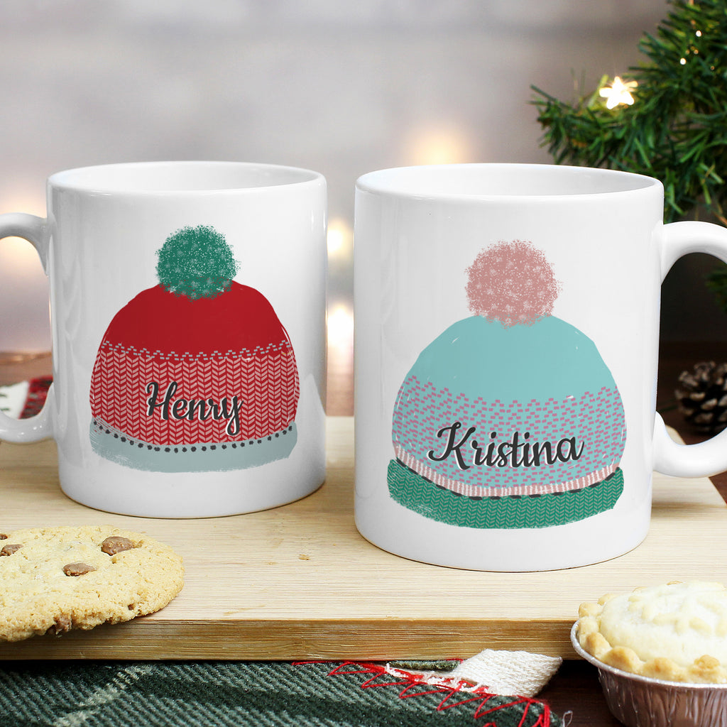 Personalised Woolly Hats Mug Set - Buy Mugs at GiftMasters.co.uk