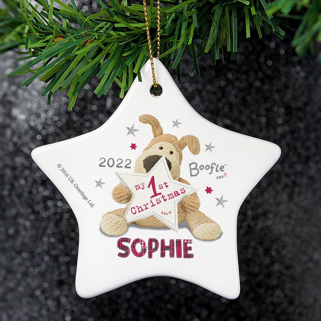 Personalised Boofle My 1st Christmas Ceramic Star Decoration - Buy Christmas Decorations at GiftMasters.co.uk