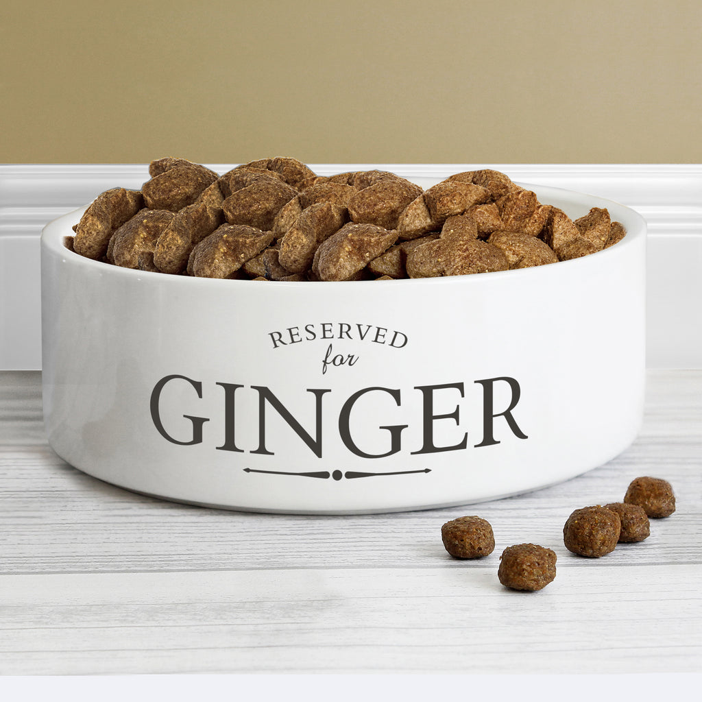 Personalised Reserved For 14cm Medium White Pet Bowl - Buy Pet Gifts at GiftMasters.co.uk