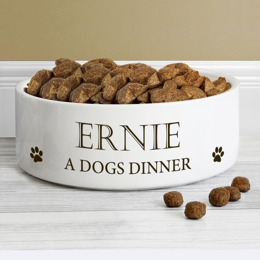 Personalised Paws 14cm Medium White Pet Bowl - Buy Pet Gifts at GiftMasters.co.uk