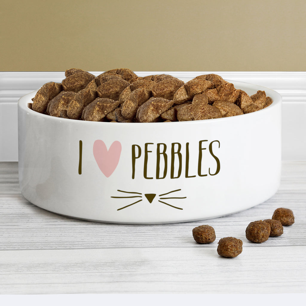 Personalised Cat Features 14cm Medium White Pet Bowl - Buy Pet Gifts at GiftMasters.co.uk