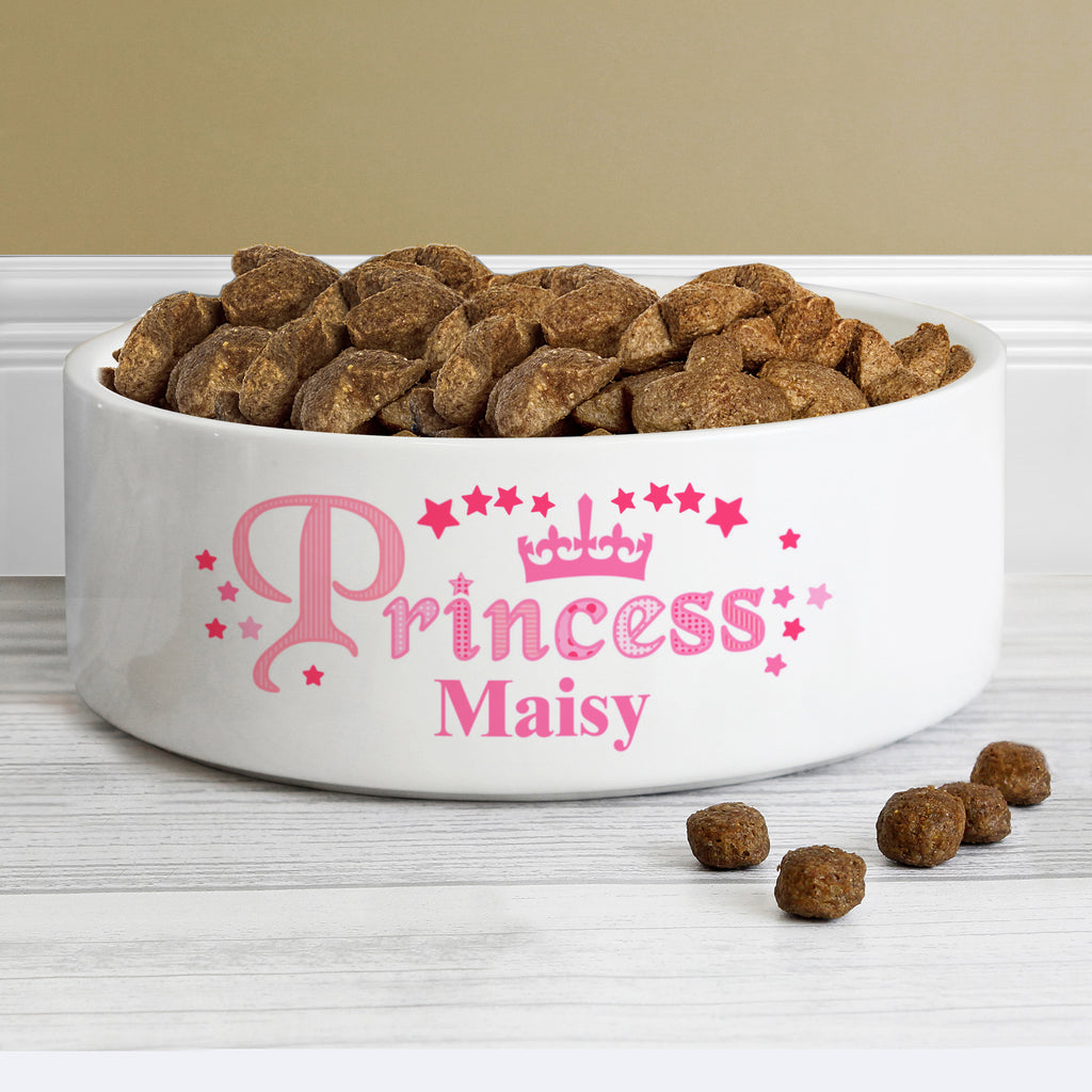 Personalised Princess 14cm Medium White Pet Bowl - Buy Pet Gifts at GiftMasters.co.uk