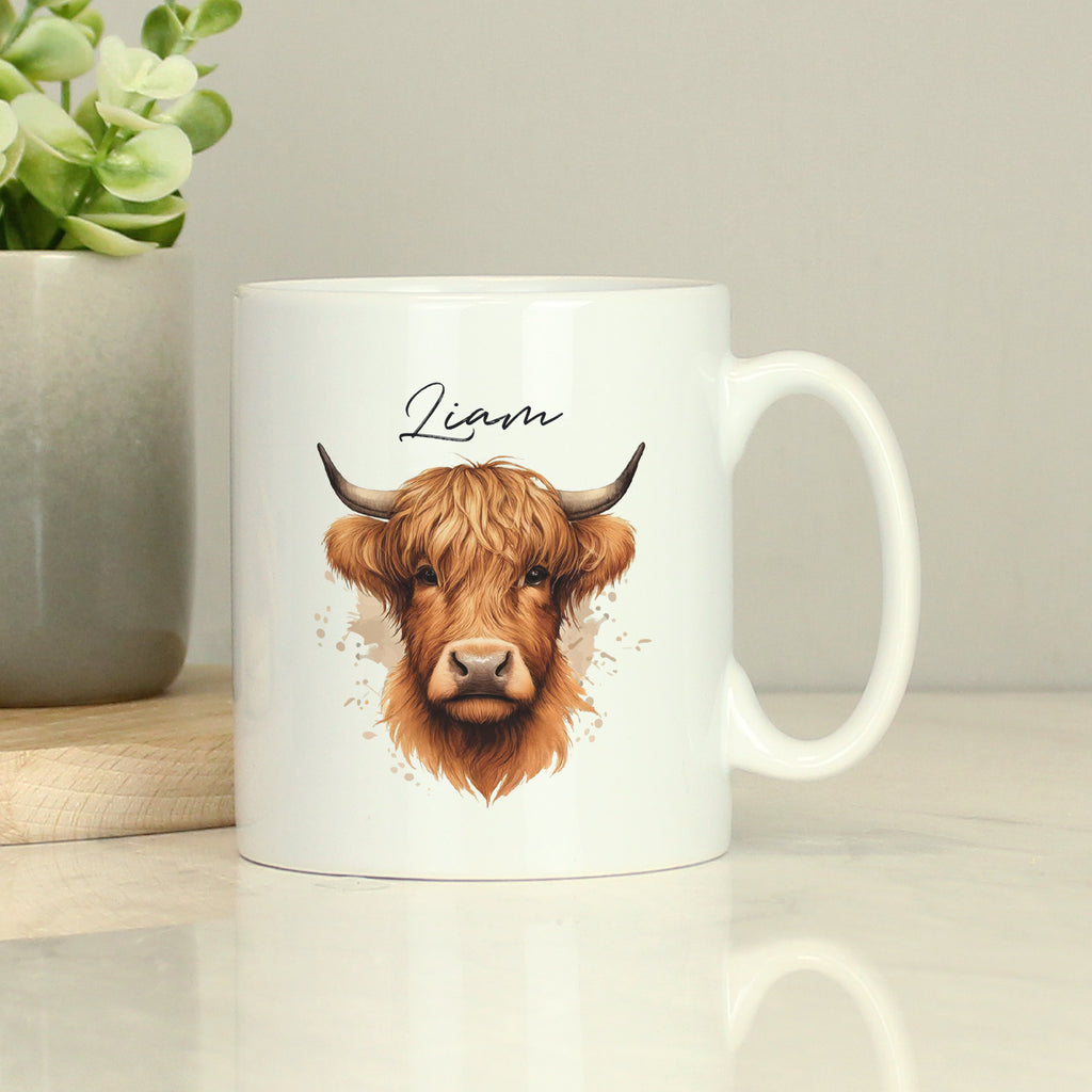 Personalised Highland Cow Mug - Male - Buy Mugs at GiftMasters.co.uk