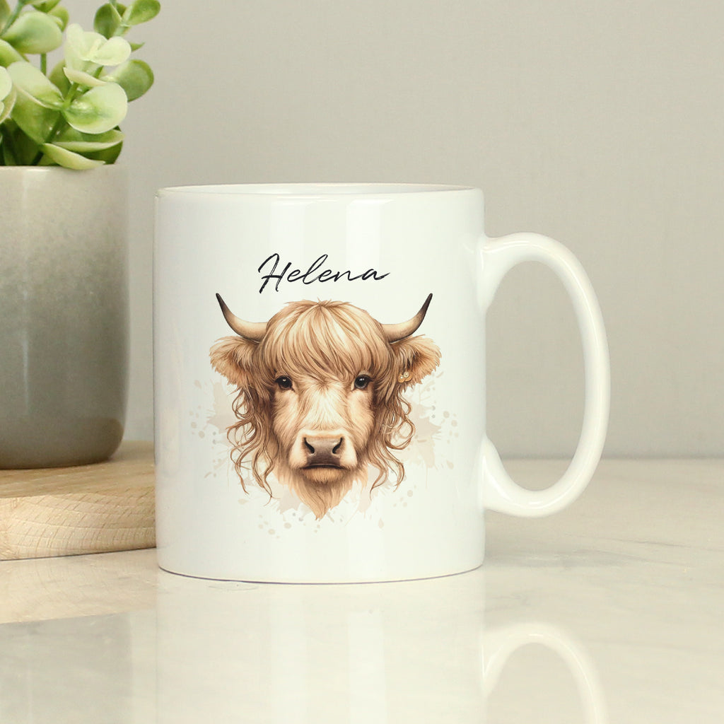 Personalised Highland Cow Mug - Female - Buy Mugs at GiftMasters.co.uk