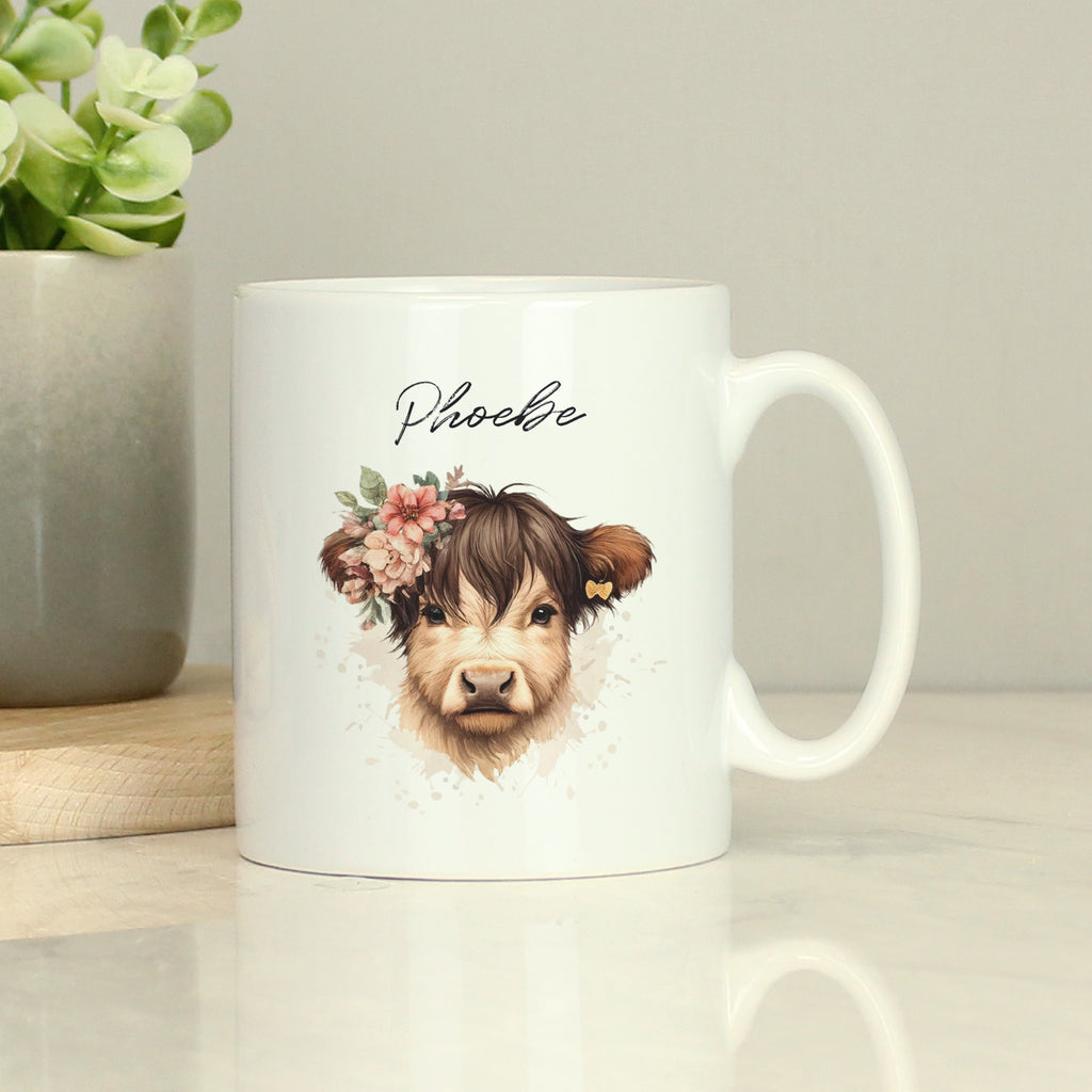 Personalised Highland Cow Mug - Girl - Buy Mugs at GiftMasters.co.uk
