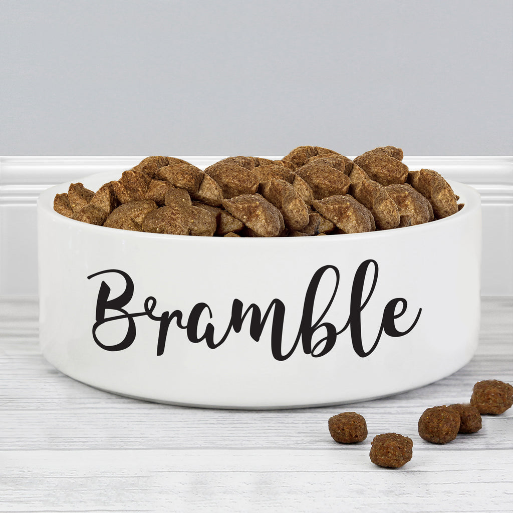 Personalised Any Name 14cm Medium White Pet Bowl - Buy Pet Gifts at GiftMasters.co.uk