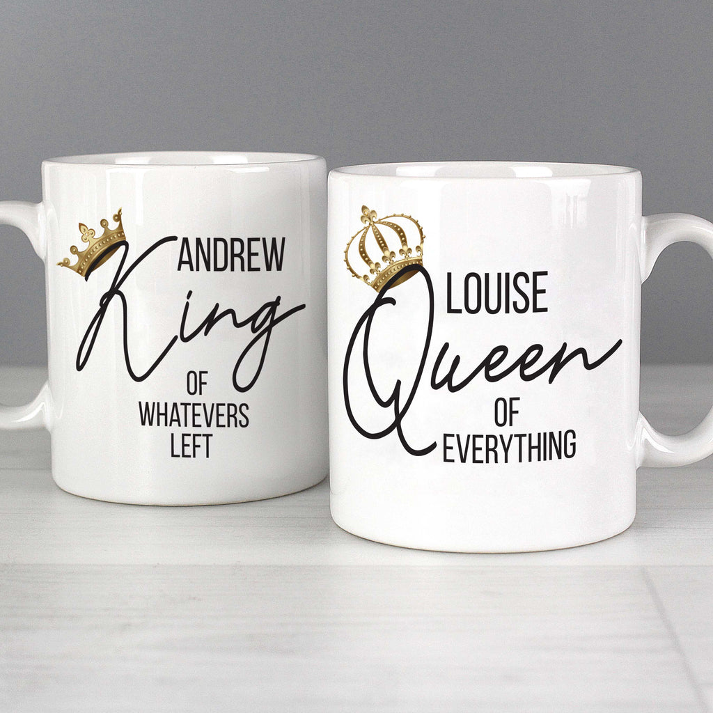 Personalised King and Queen of Everything Mug Set - Buy Mugs at GiftMasters.co.uk