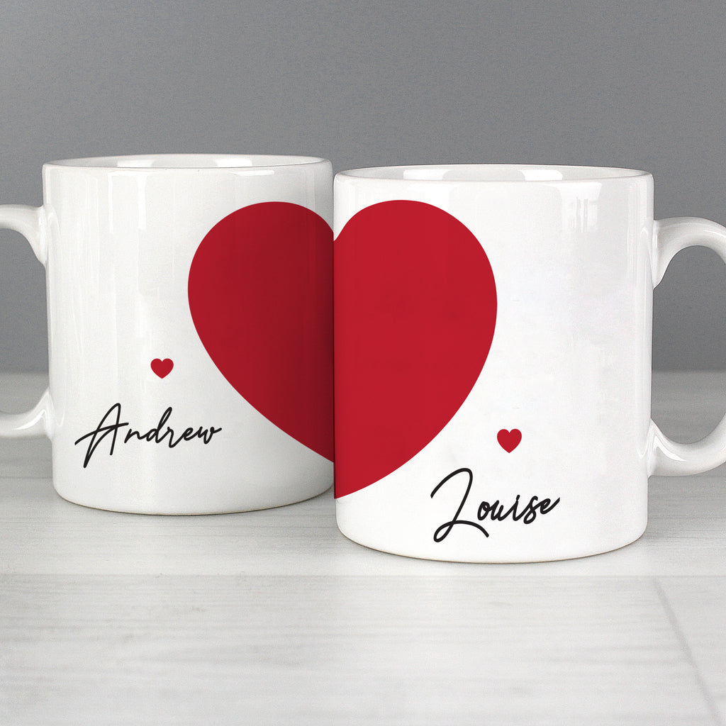 Personalised Two Hearts Mug Set - Buy Mugs at GiftMasters.co.uk