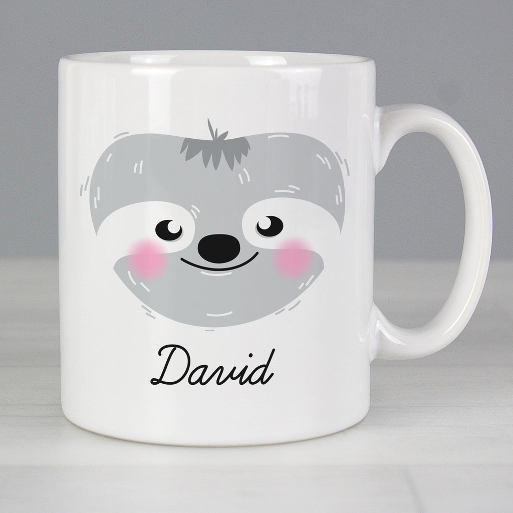 Personalised Cute Sloth Face Mug - Buy Mugs at GiftMasters.co.uk