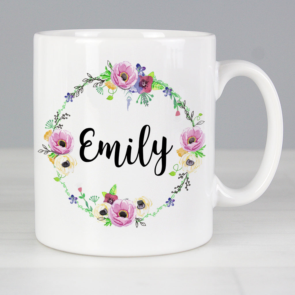 Personalised Floral Mug - Buy Mugs at GiftMasters.co.uk