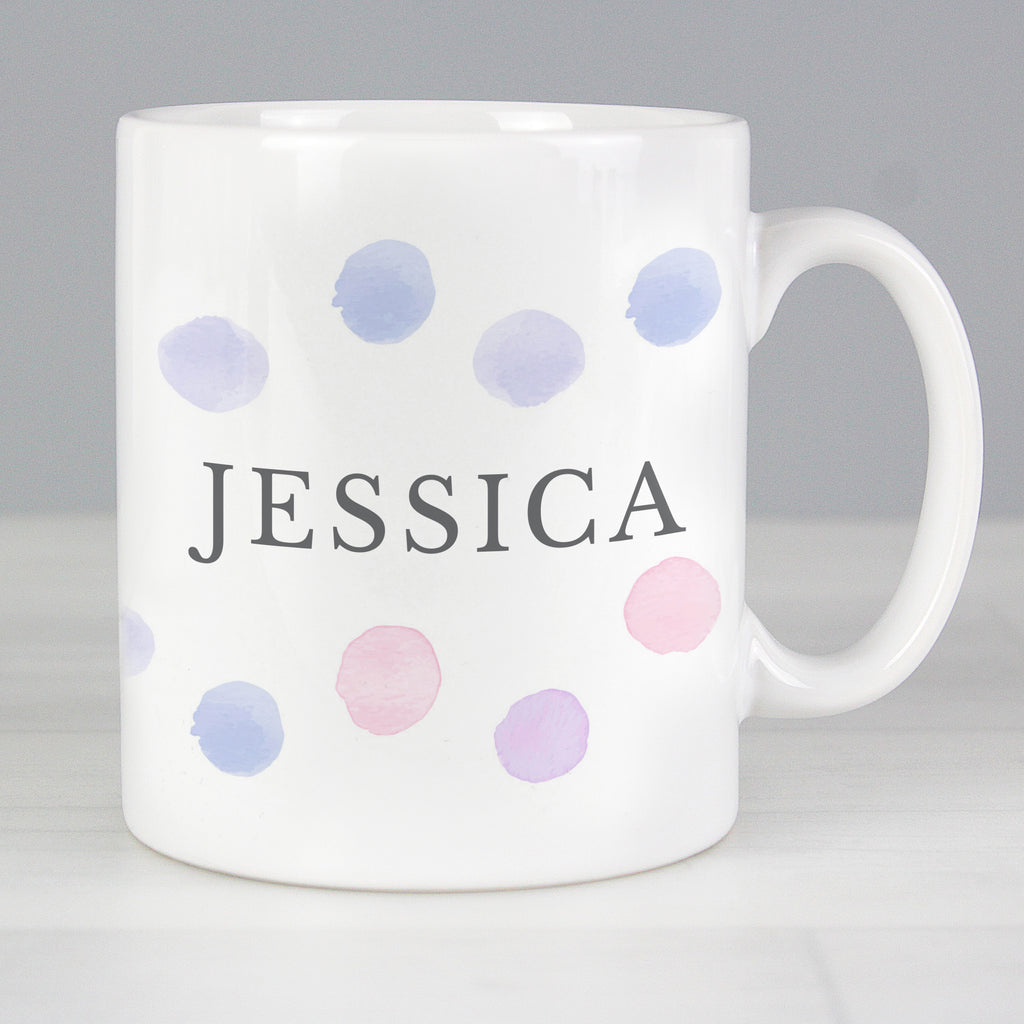 Personalised Pink Spot Mug - Buy Mugs at GiftMasters.co.uk