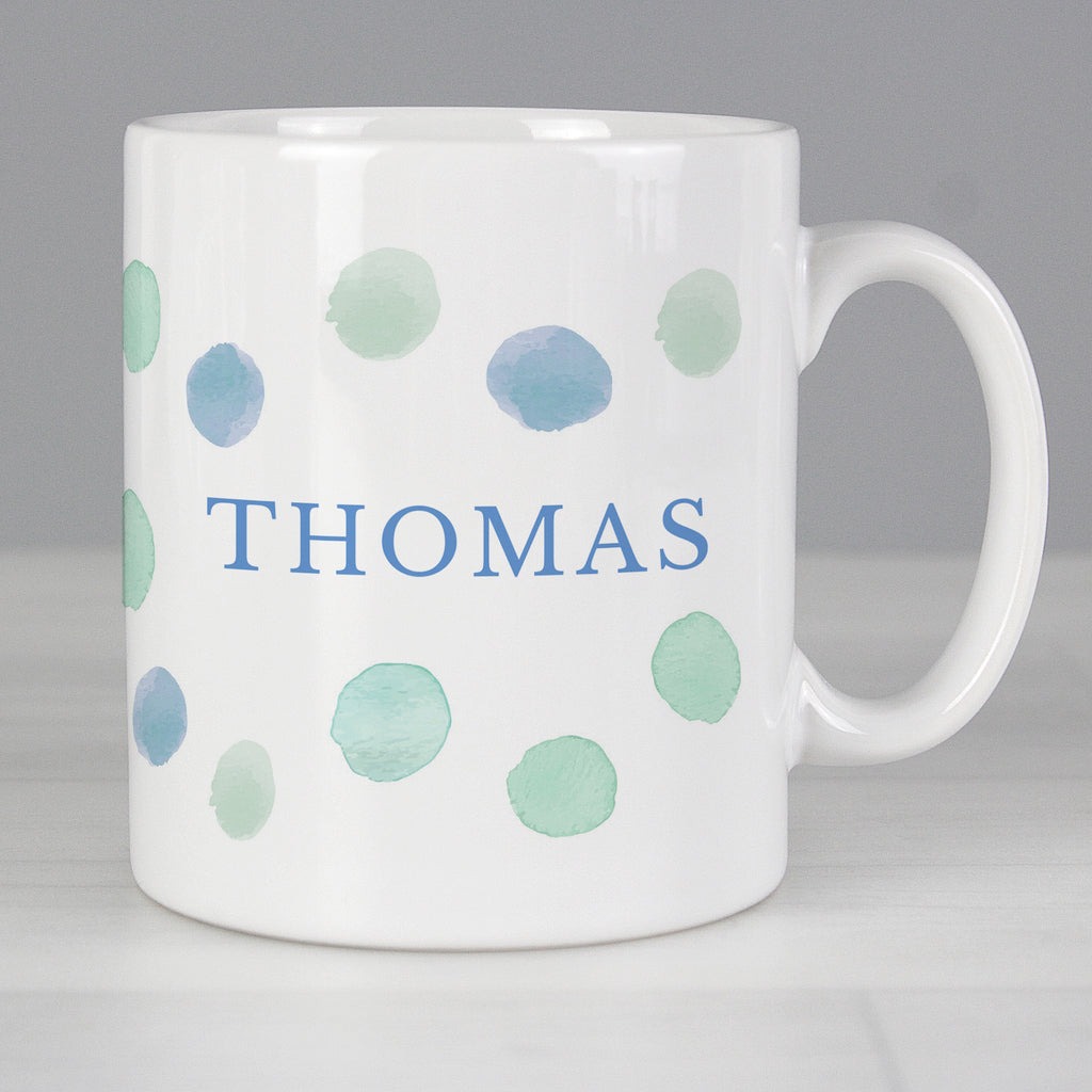 Personalised Blue Spot Mug - Buy Mugs at GiftMasters.co.uk