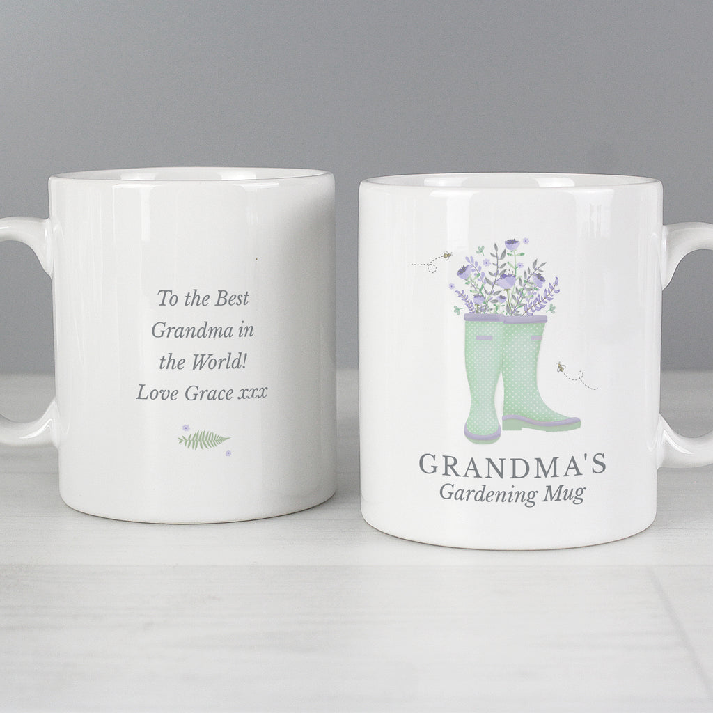 Personalised Floral Wellies Mug - Buy Mugs at GiftMasters.co.uk