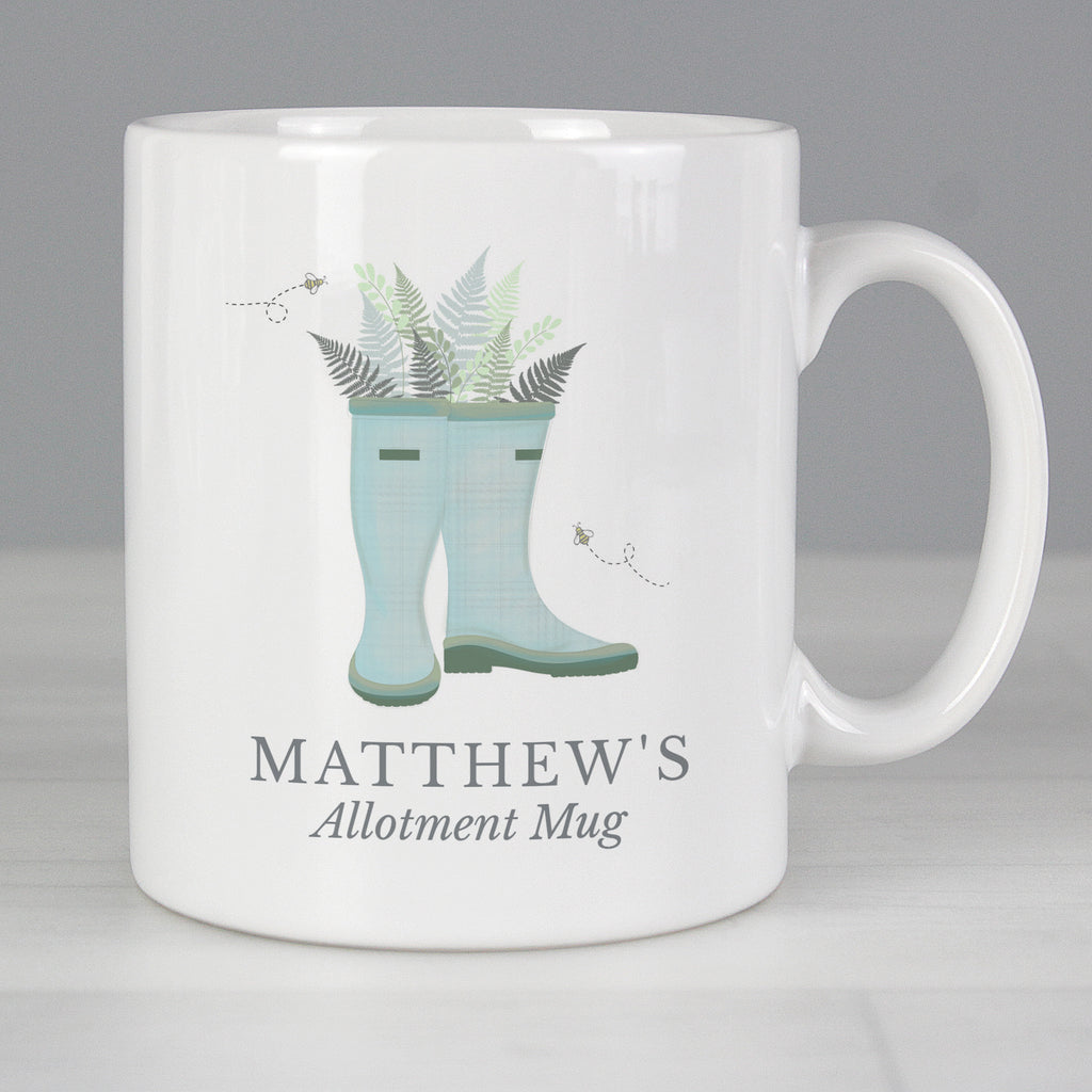 Personalised Blue Wellies Mug - Buy Mugs at GiftMasters.co.uk