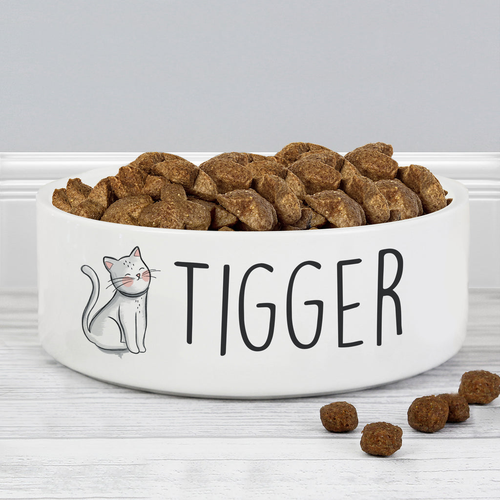 Personalised Scribble Cat 14cm Medium Pet Bowl - Buy Pet Gifts at GiftMasters.co.uk