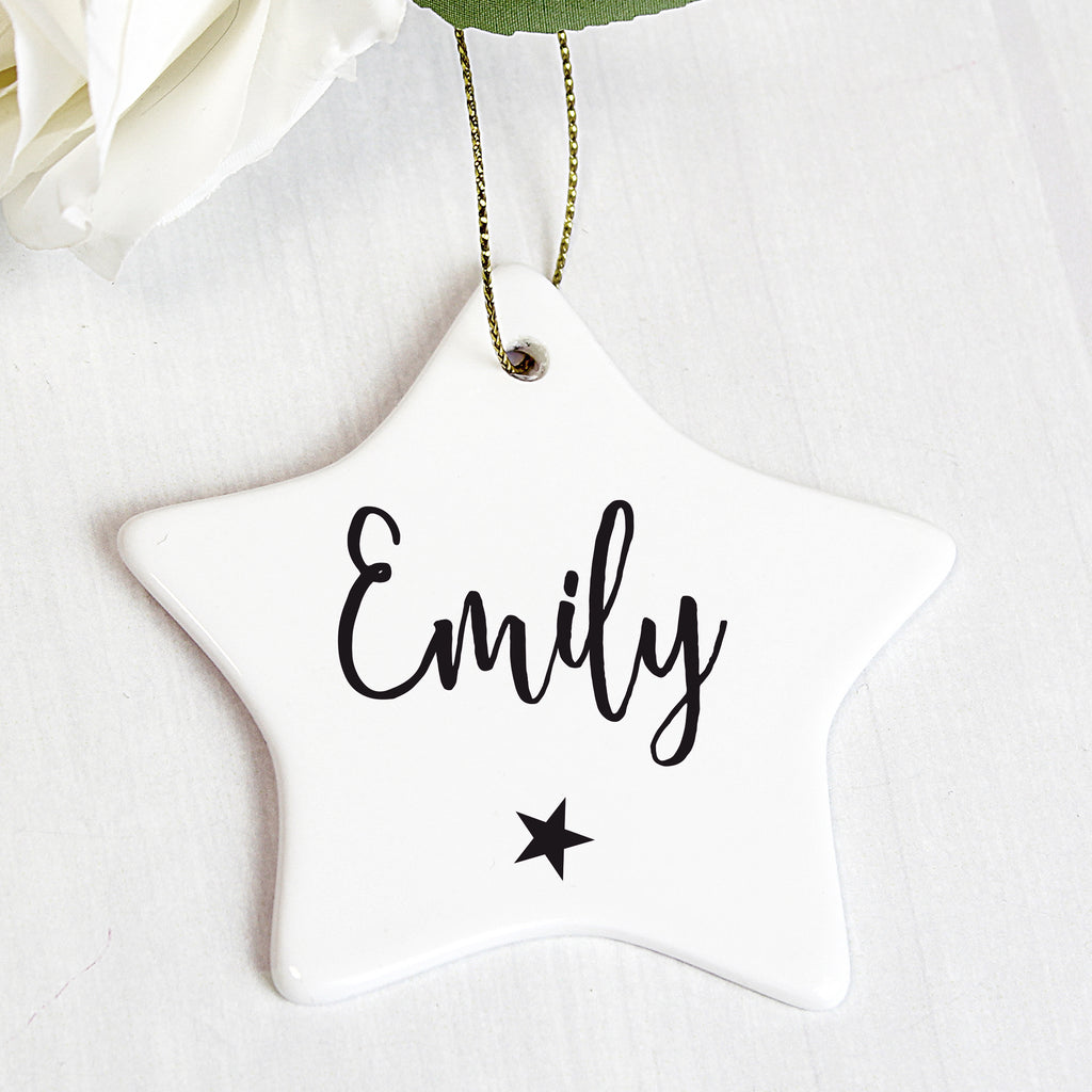 Personalised Name Ceramic Star Decoration - Buy Christmas Decorations at GiftMasters.co.uk