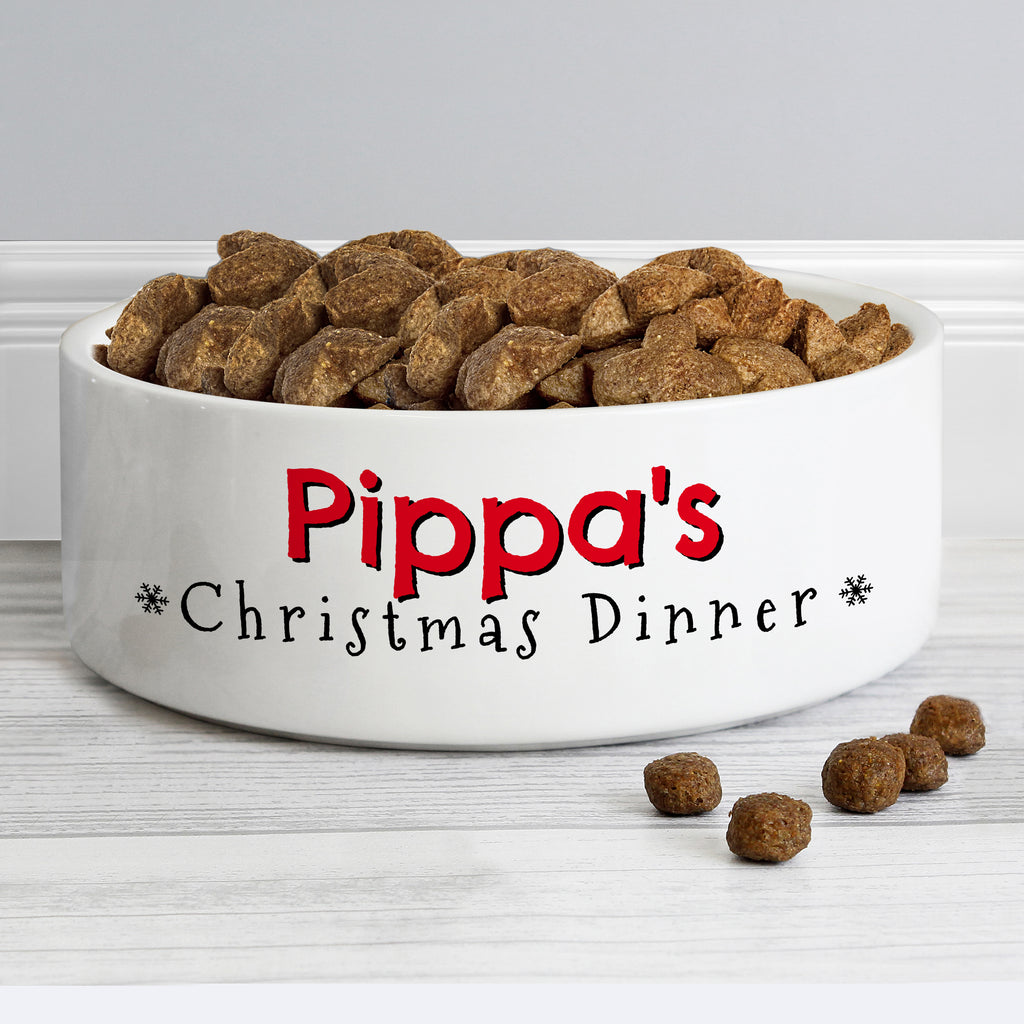 Personalised Christmas Dinner 14cm Medium Pet Bowl - Buy Pet Gifts at GiftMasters.co.uk