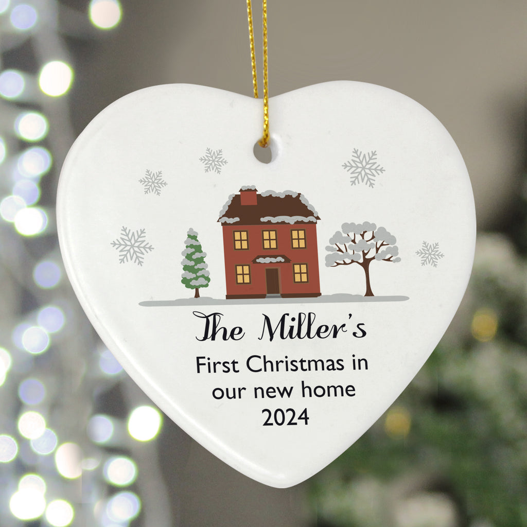 Personalised Cosy Christmas Ceramic Heart Decoration - Buy Christmas Decorations at GiftMasters.co.uk