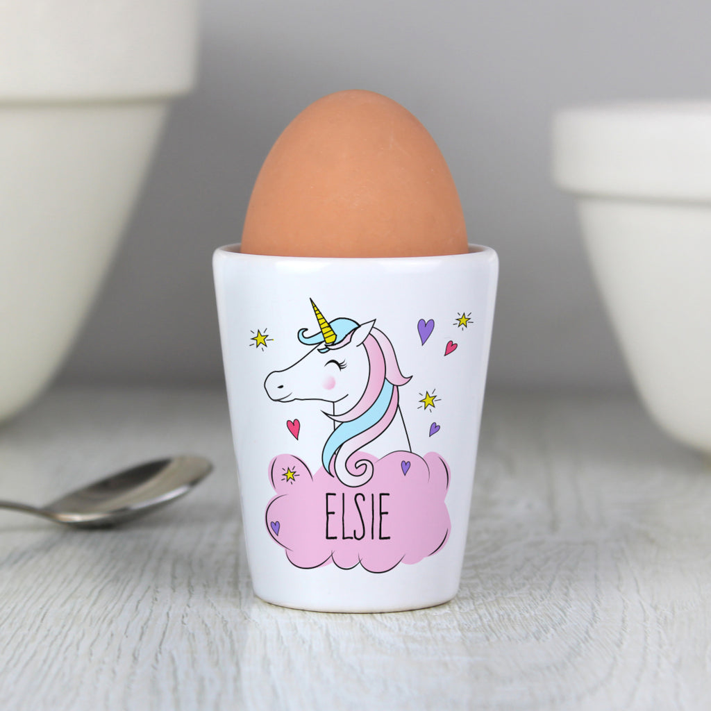 Personalised Unicorn Egg Cup - Buy Mealtime Essentials at GiftMasters.co.uk