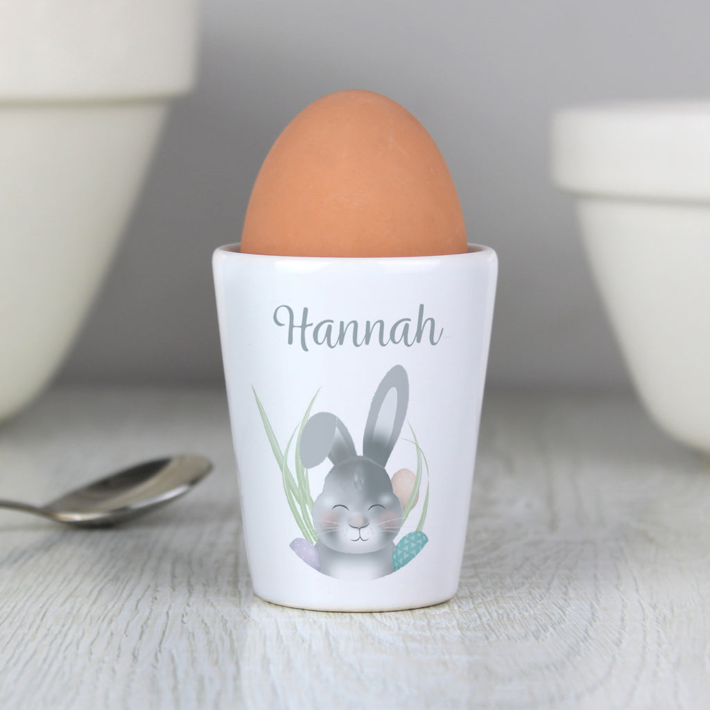 Personalised Grey Easter Bunny Egg Cup - Buy Mealtime Essentials at GiftMasters.co.uk