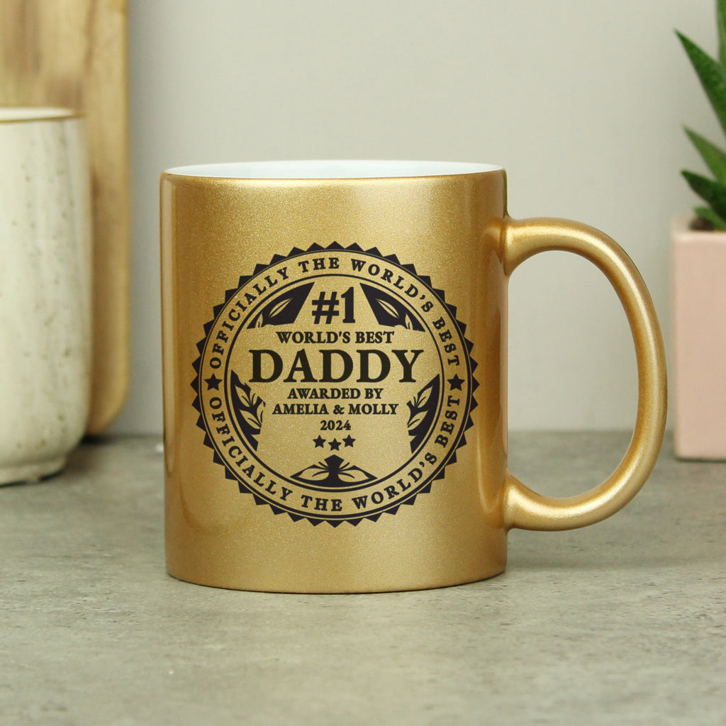 Personalised Worlds Best Gold Mug - Buy Mugs at GiftMasters.co.uk