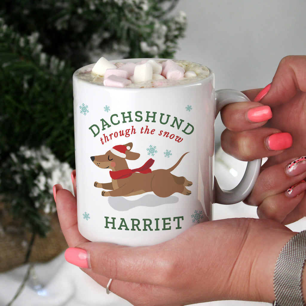 Personalised Dachshund Through... Christmas Mug - Buy Mugs at GiftMasters.co.uk