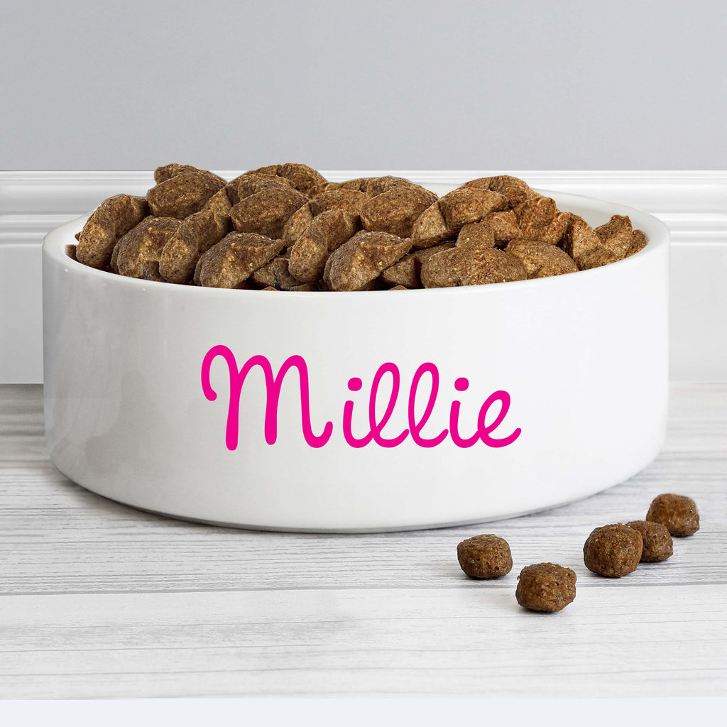 Personalised Pink Name 14cm Medium Pet Bowl - Buy Pet Gifts at GiftMasters.co.uk