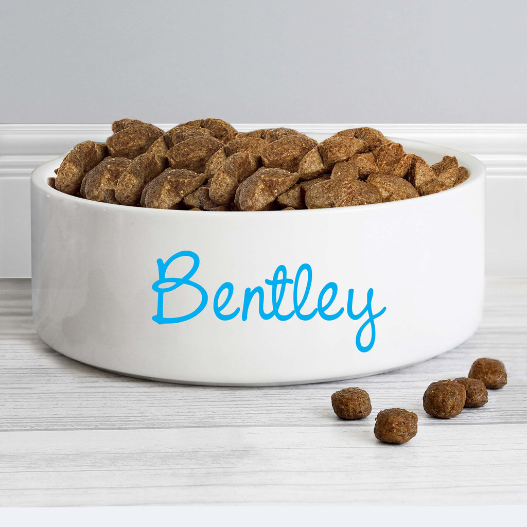Personalised Blue Name 14cm Medium Pet Bowl - Buy Pet Gifts at GiftMasters.co.uk