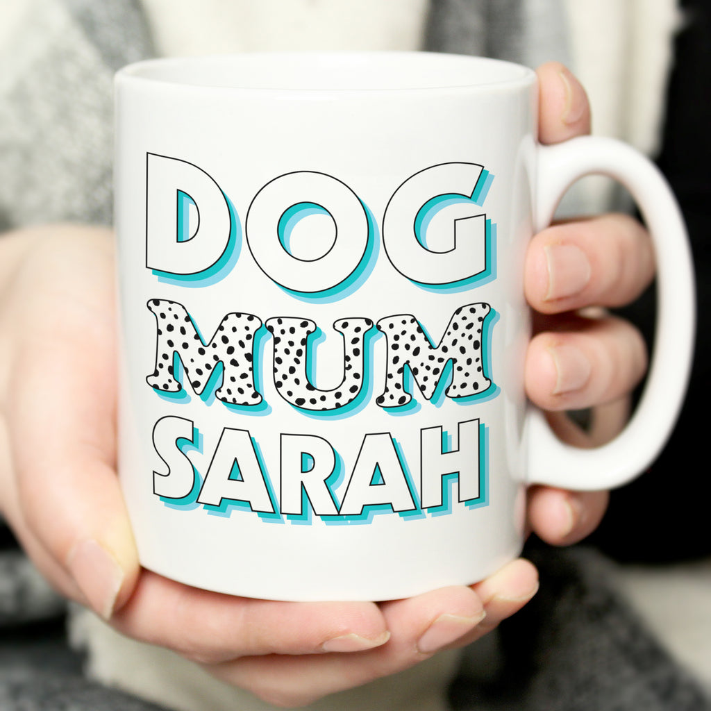 Personalised Dog Mum Blue Spots Mug - Buy Mugs at GiftMasters.co.uk